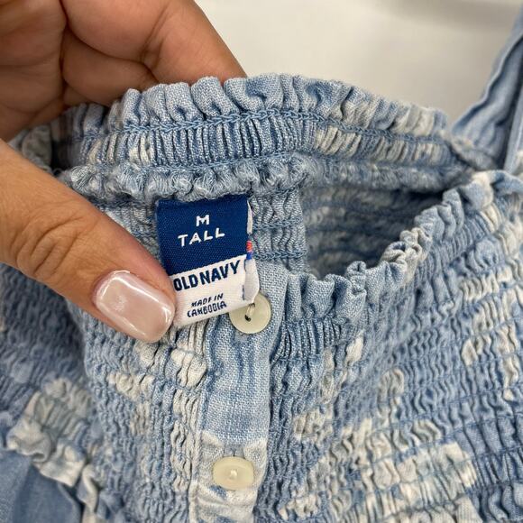 Old Navy Ruched Floral Top Size Medium Tall - Picture 6 of 7